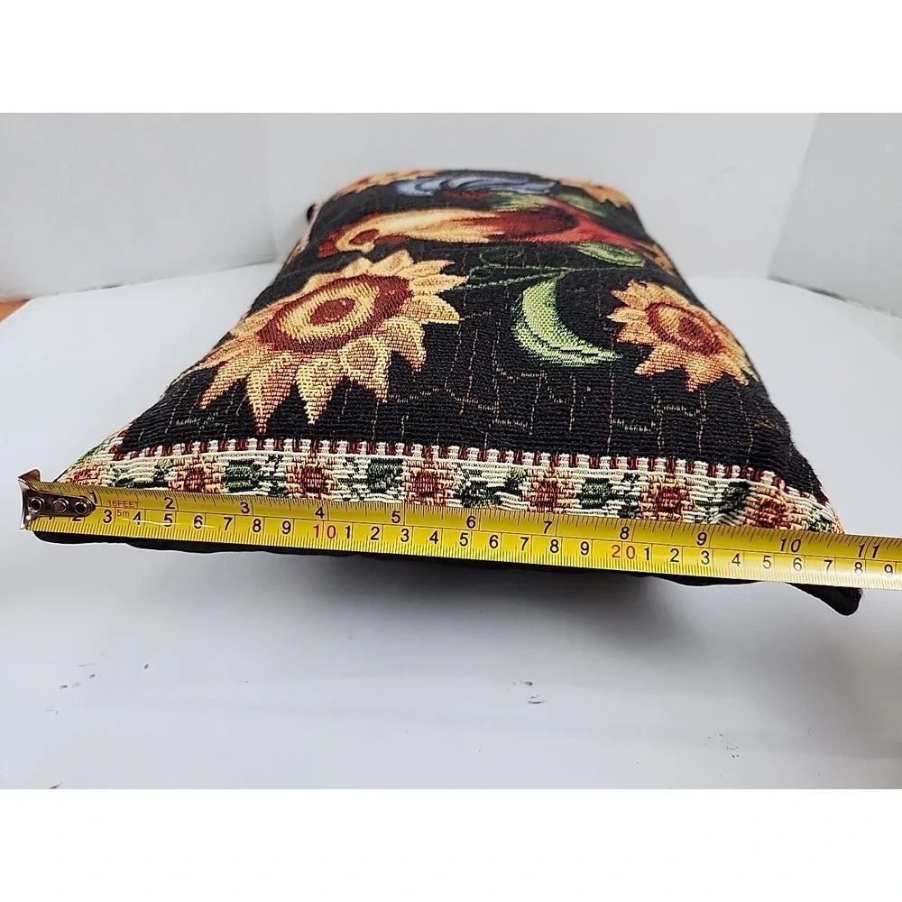 Vintage Tapestry Pillow Rooster Chicken 18x11